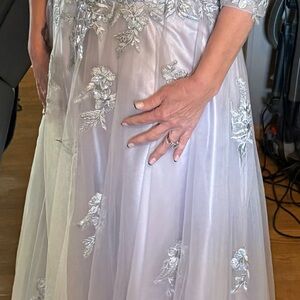 Elegant silver/light purple elegant Dress for wedding guest, bride, formal event